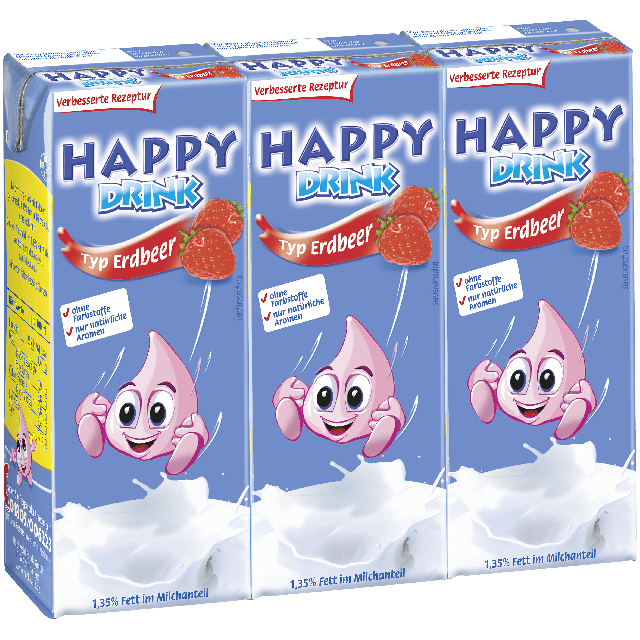 Hochwald Happy Drink Typ Erdbeere 1,35% Fett 3x200ml